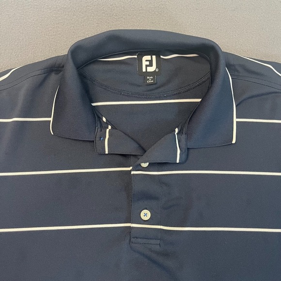 Footjoy Men's XL Multicolor Striped Short Sleeve Golf Polo Shirt Two Tone Logo - Picture 2 of 7